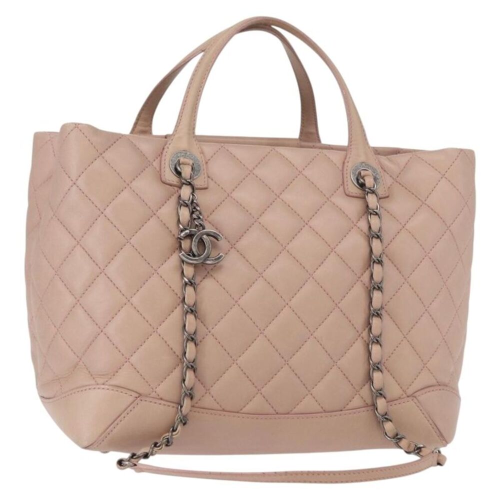Chanel Easy Shopping Quilted Calfskin Pink Leather Tote Bag Bag